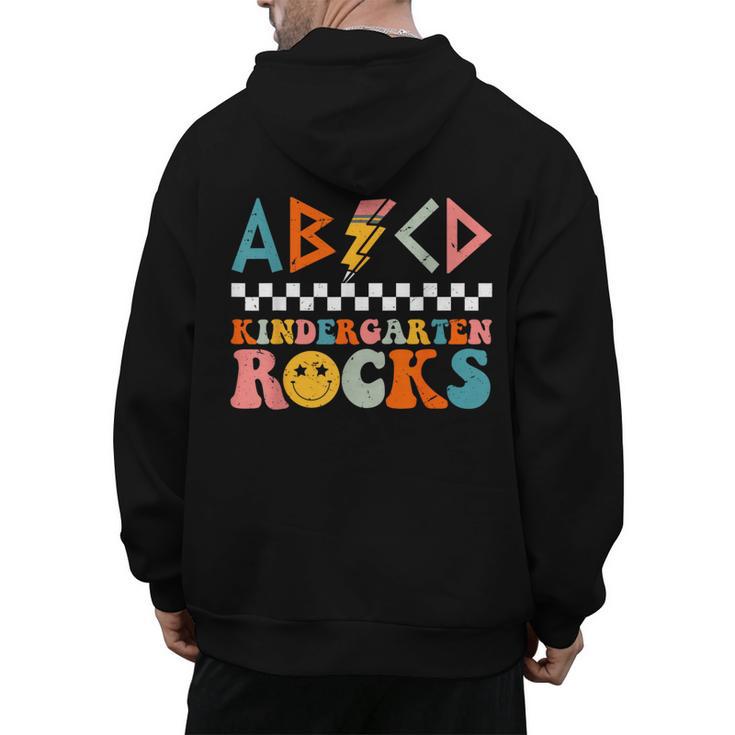 ABCD Kindergarten Rocks Back To School Teacher Kindergarten Men's Hoodie Back Print