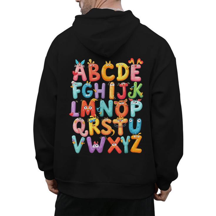 Alphabet A-Z ABC Kids Back To School Pre K Teachers Men's Hoodie Back Print