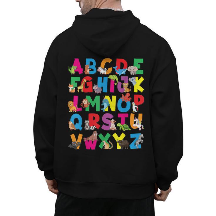 Alphabet Animals ABCs Zoo Kids Boys Girls Teacher Men's Hoodie Back Print