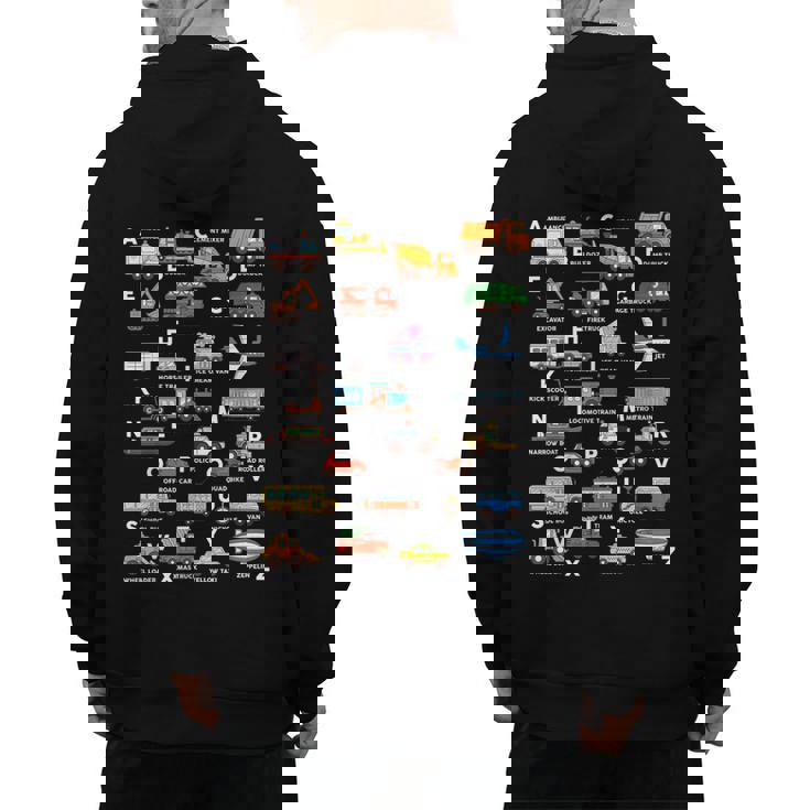 Alphabet Vehicles ABCs Learning Teachers Kids Boys Girls Men&#x27;s Hoodie Back Print