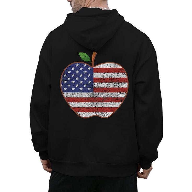 American Flag Teachers Students Apple 4th Of July Vintage Men's Hoodie Back Print