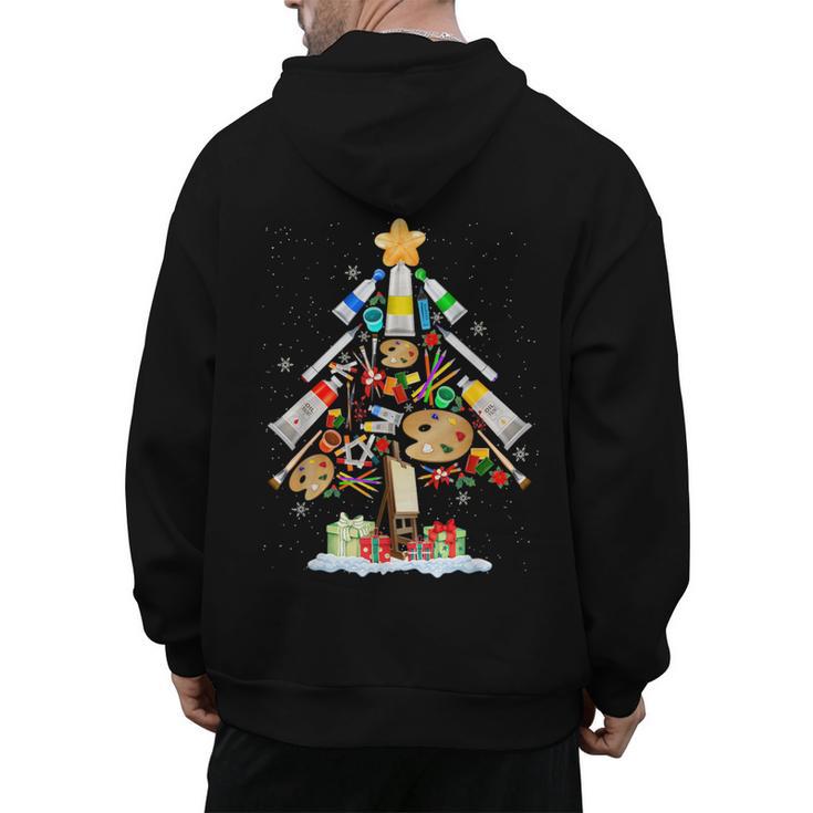 Art Christmas Tree Merry Christmas Artist Art Teacher Men's Hoodie Back Print