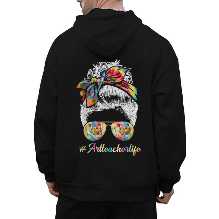 Art Teacher Life Messy Bun Back To School Art Teacher Men's Hoodie Back Print