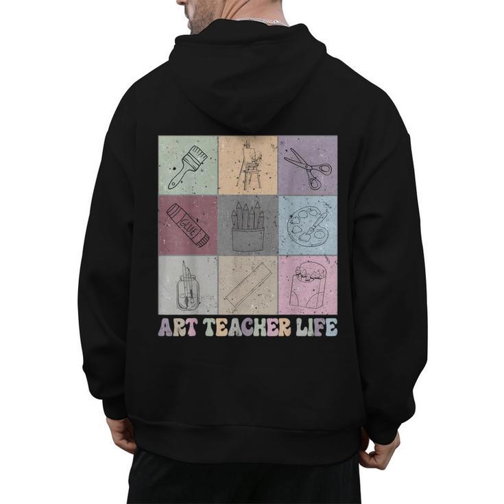 Art Teacher Life Retro Groovy Teaching Future Artists Men's Hoodie Back Print