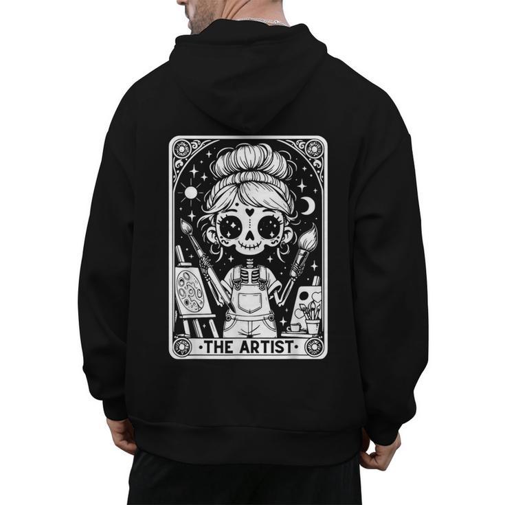 Artist Tarot Card Skeleton Painter Art Teacher Witchy Men's Hoodie Back Print