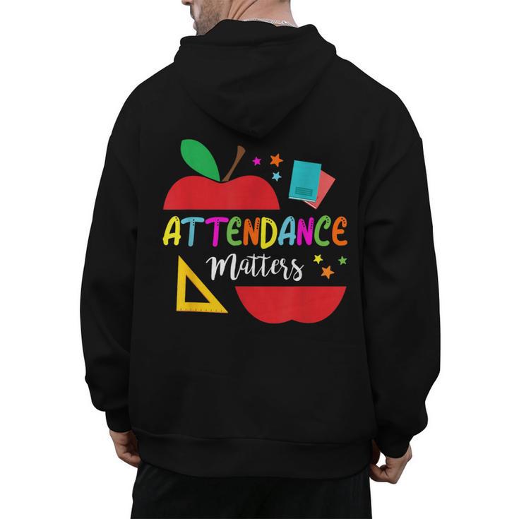 Attendance Matters Teacher Apple For Back To School Men's Hoodie Back Print