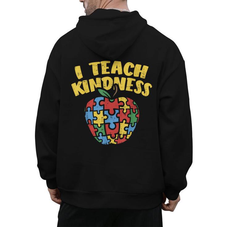 Autism Teacher Shirt I Teach Kindness Apple Puzzle Awareness Men's Hoodie Back Print