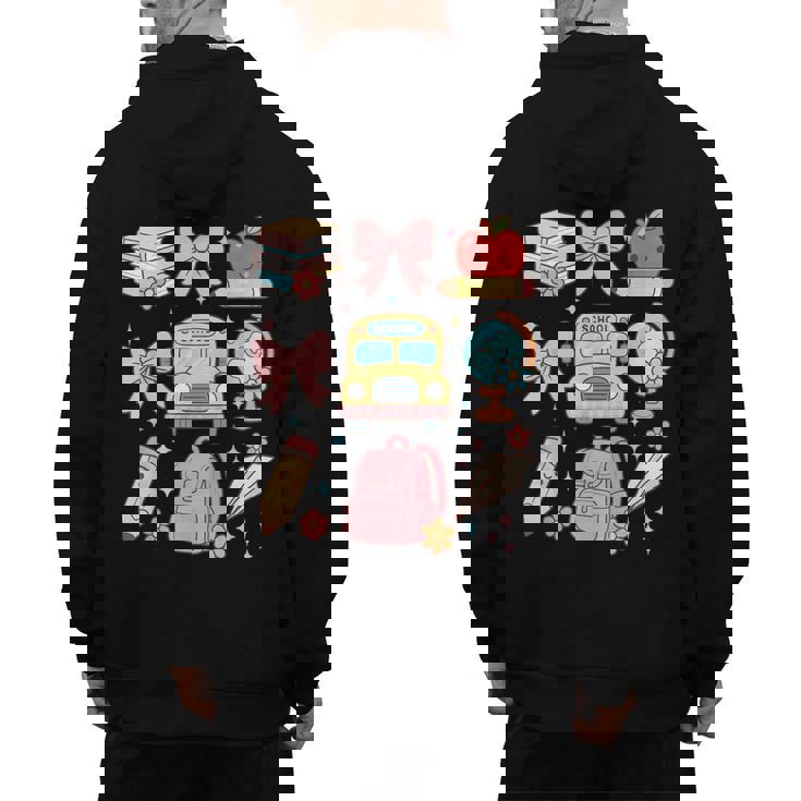 Back To School Coquette Teacher Women Girl Kindergarten PreK Men&#x27;s Hoodie Back Print