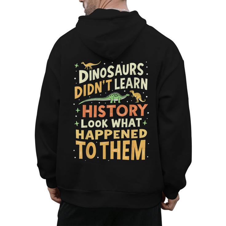 Back To School Dinosaur Social Studies Teacher Student Men's Hoodie Back Print