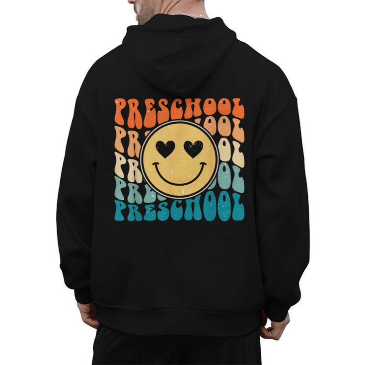 Back To School Groovy Smile Preschool Teachers Students Kids Men's Hoodie Back Print