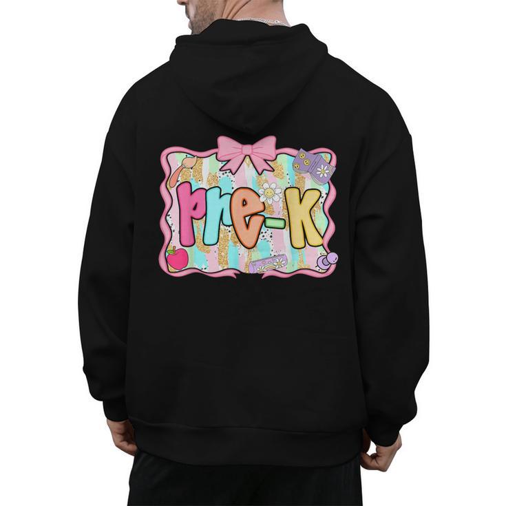 Back To School Pre-K Preppy Teacher Girl Men's Hoodie Back Print