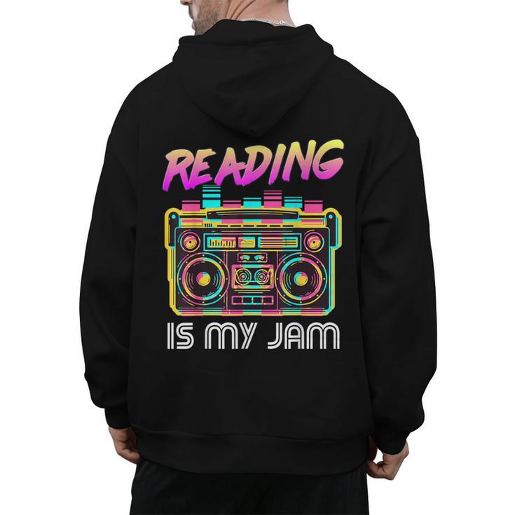 Back To School Retro Reading Is My Jam 80s Teacher Boombox Men's Hoodie Back Print