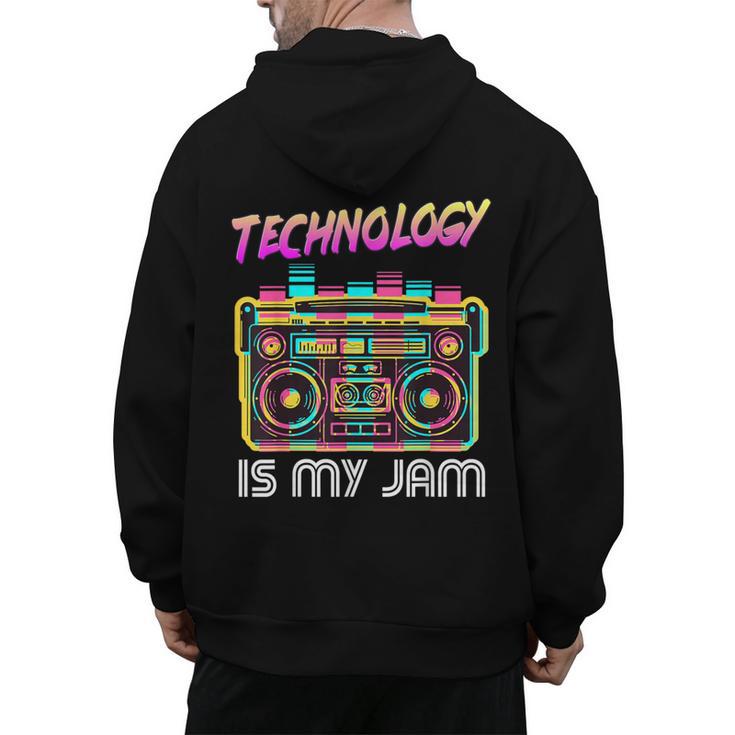 Back To School Retro Technology Is My Jam 80's Teacher Men's Hoodie Back Print