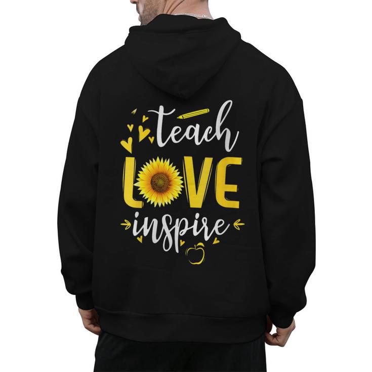 Back To School Teach Love And Inspire Teacher Sunflower Men's Hoodie Back Print