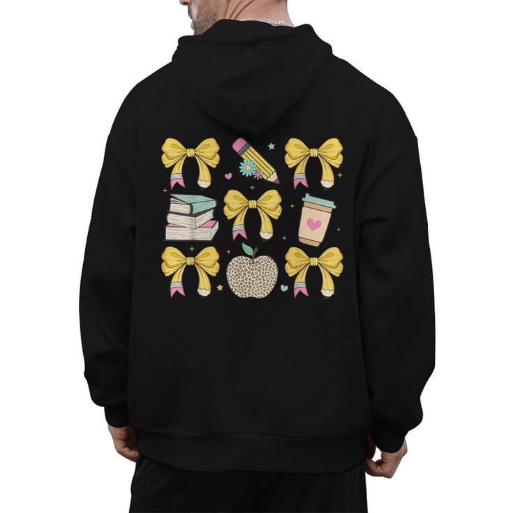 Back To School Yellow Bows Book Coffee Leopard Apple Teacher Men's Hoodie Back Print