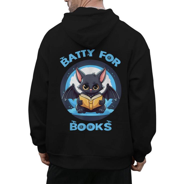Batty About Books Lover Teacher Librarian Bookish Halloween For Men Women Kids Men's Hoodie Back Print