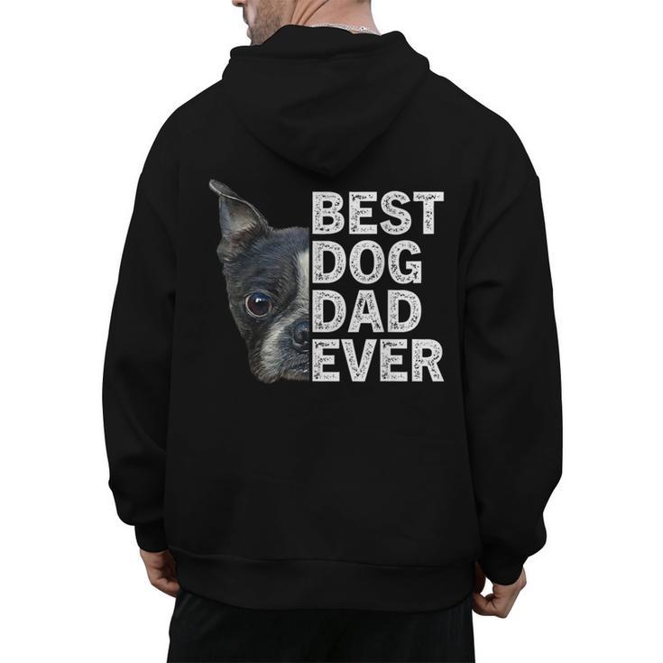 Best Dog Dad Ever Boston Terrier Dog Lover For Dad Men Women Girls Kids Men's Hoodie Back Print