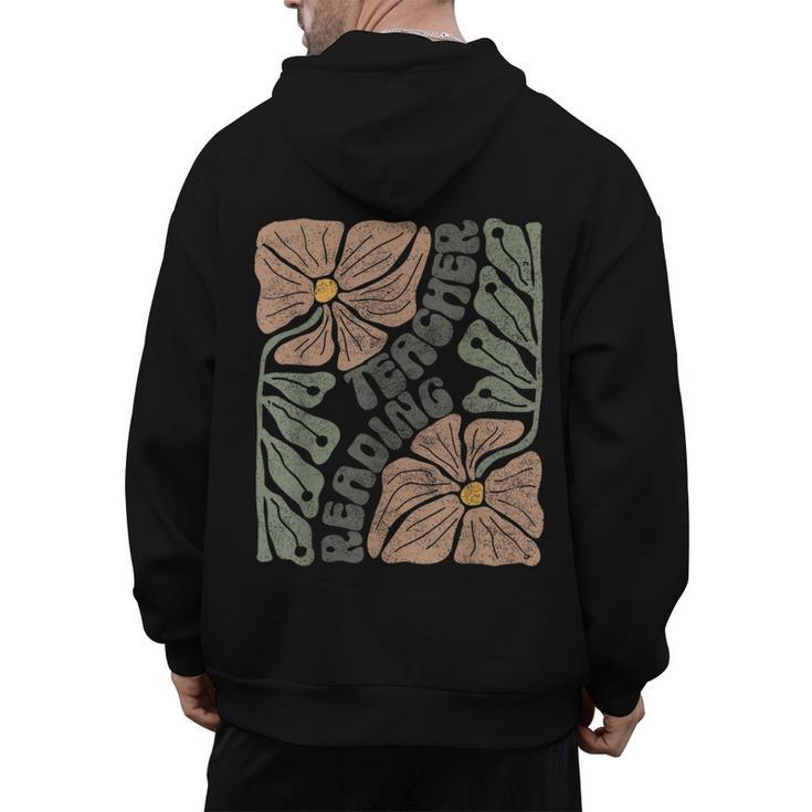 Boho Floral Reading Teacher Retro Reading Specialist Wildfl Men's Hoodie Back Print