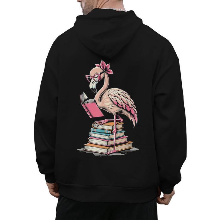 Book Lover Cute Flamingo Reading Teacher Librarian Women Men's Hoodie Back Print