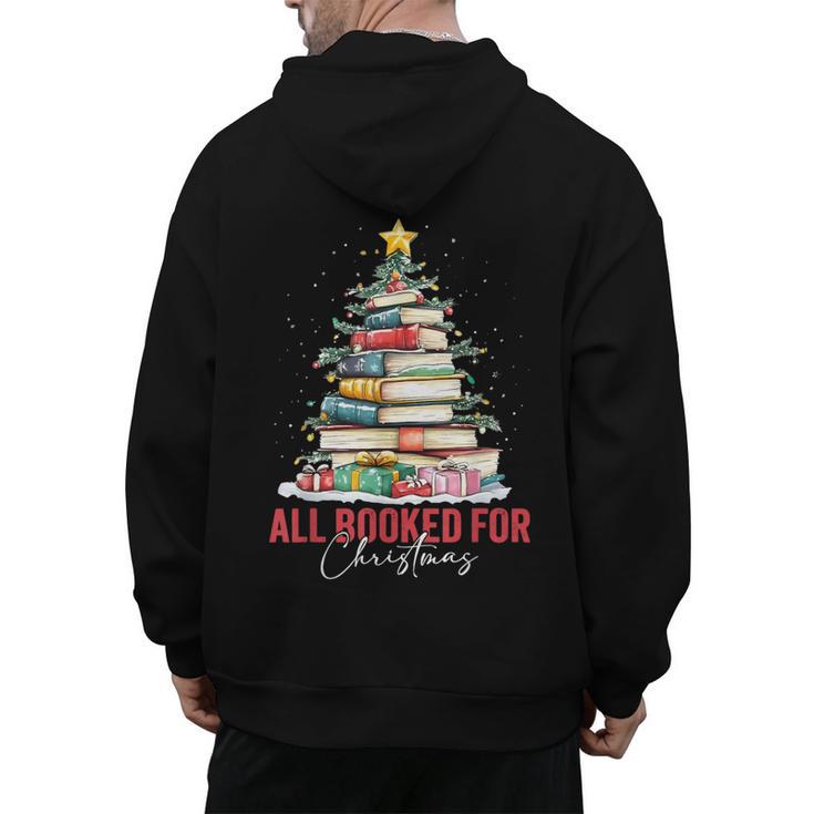 All Booked For Christmas Xmas Tree Teacher Holiday Pajamas Men's Hoodie Back Print