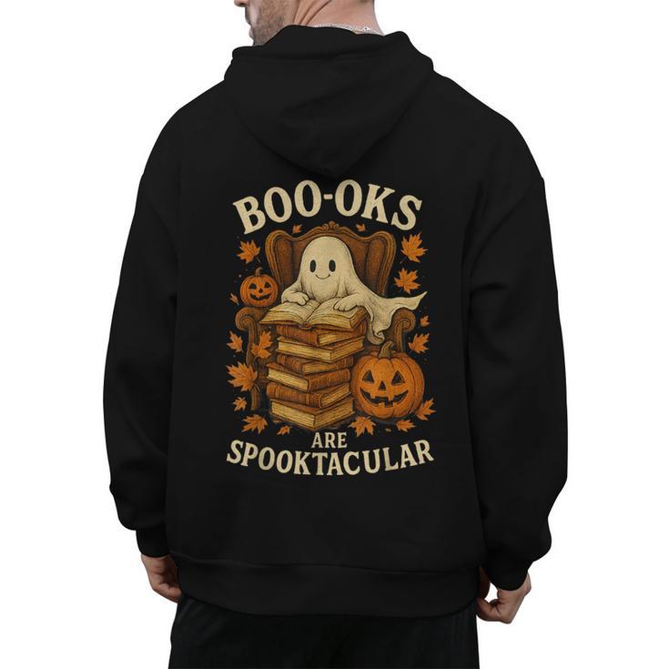 Books Are Spooktacular Ghost Book Reading Halloween Teachers Men's Hoodie Back Print