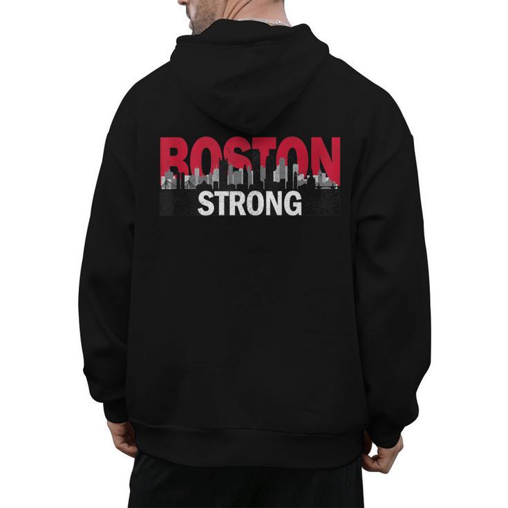 Boston Strong Logo Vintage Boston City Skyline Men's Hoodie Back Print