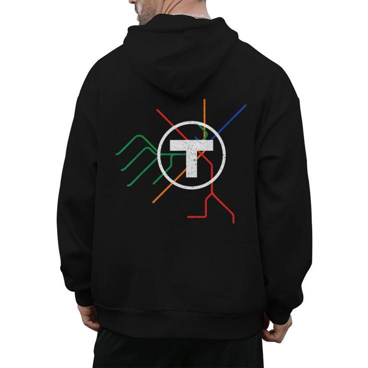 Boston T Subway Map Vintage MBTA Men's Hoodie Back Print
