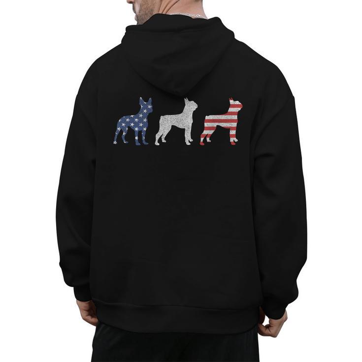 Boston Terrier 4th Of July Dog Patriotic USA Flag Man Woman Men's Hoodie Back Print