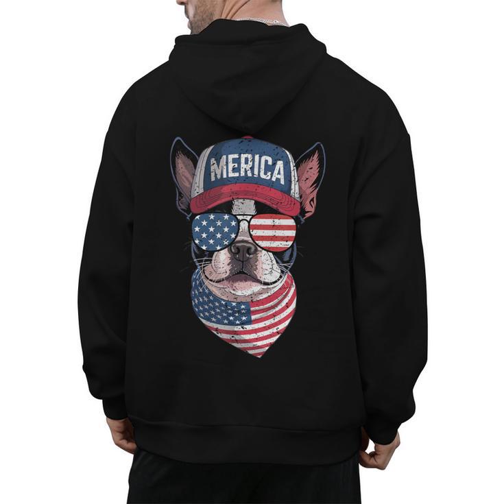 Boston Terrier 4th Of July US Merica Bostie Dog Patriotic For Men Women Kids Men's Hoodie Back Print