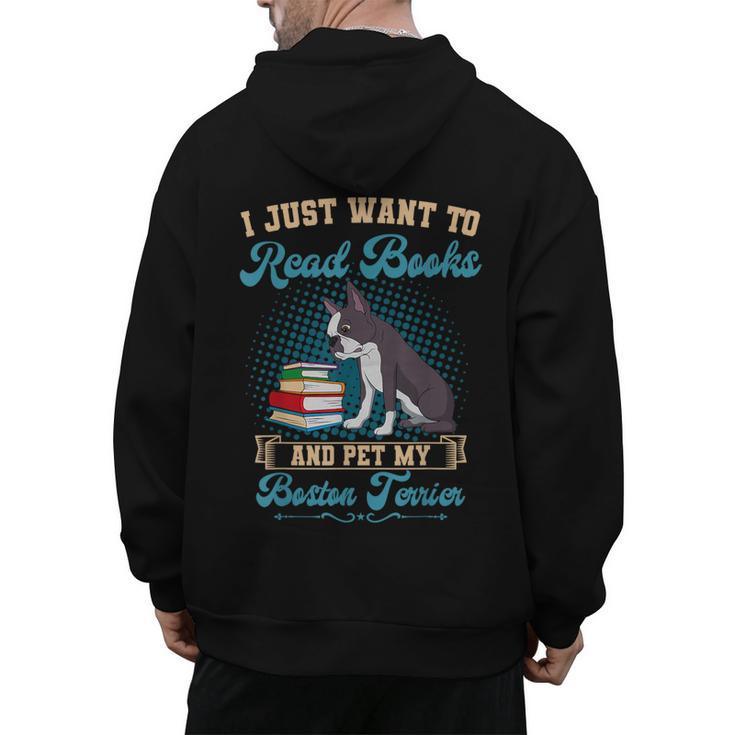 Boston Terrier American Gentleman Bibliophile Book Lover Men's Hoodie Back Print
