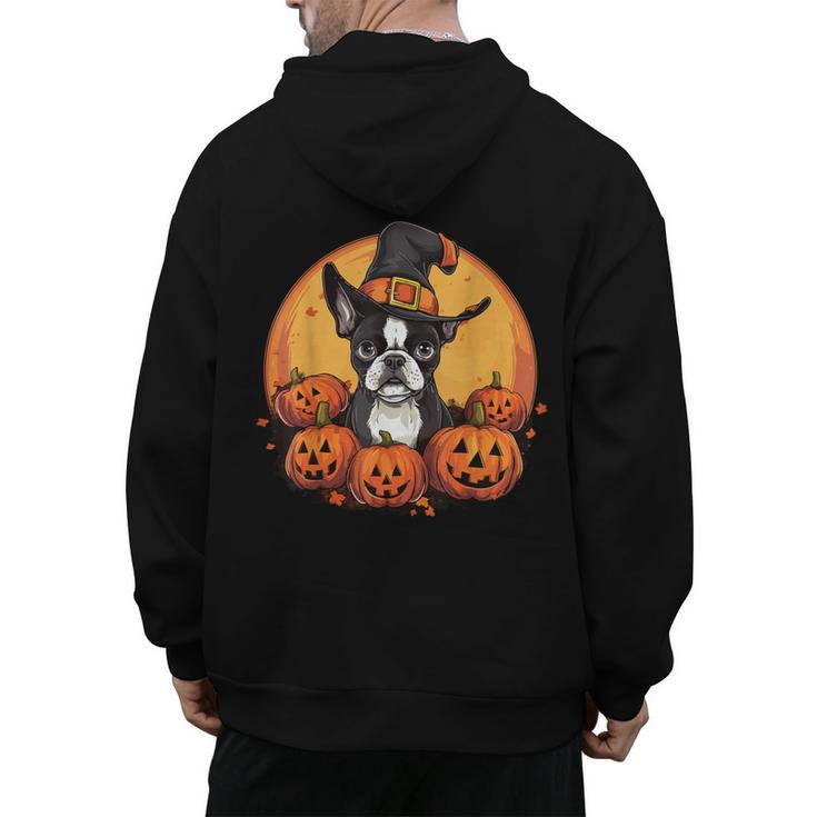 Boston Terrier Bostie Dog Breed Pet Halloween Pumpkins Men's Hoodie Back Print