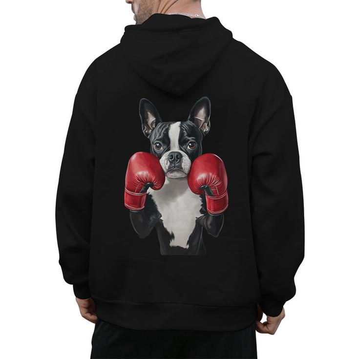 Boston Terrier Boxing Men's Hoodie Back Print
