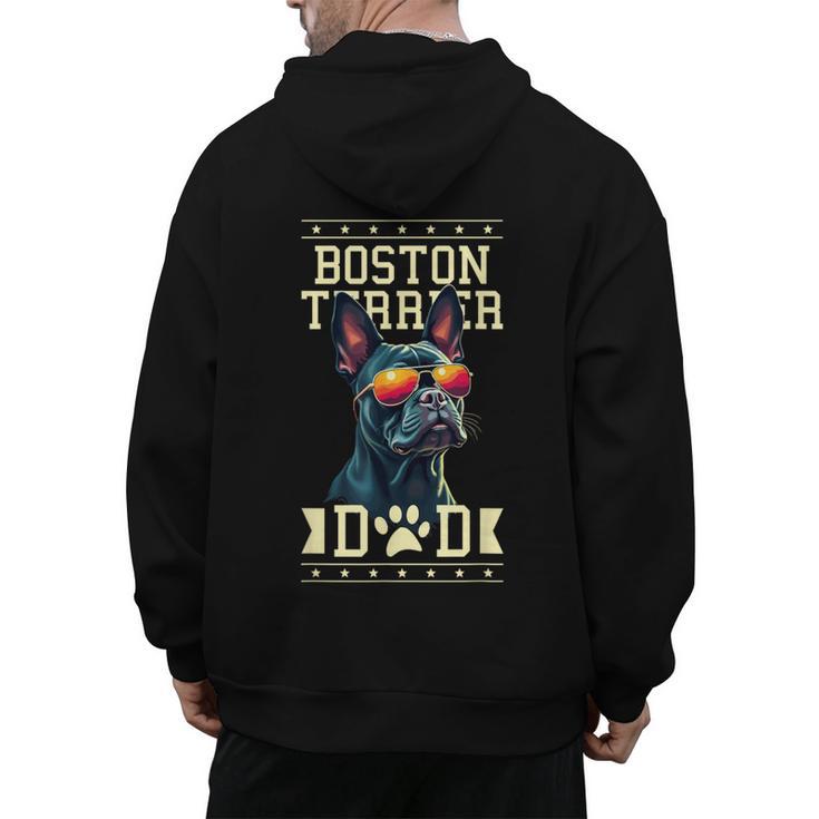 Boston Terrier Dad Boston Bull Bostie Dog Men's Hoodie Back Print