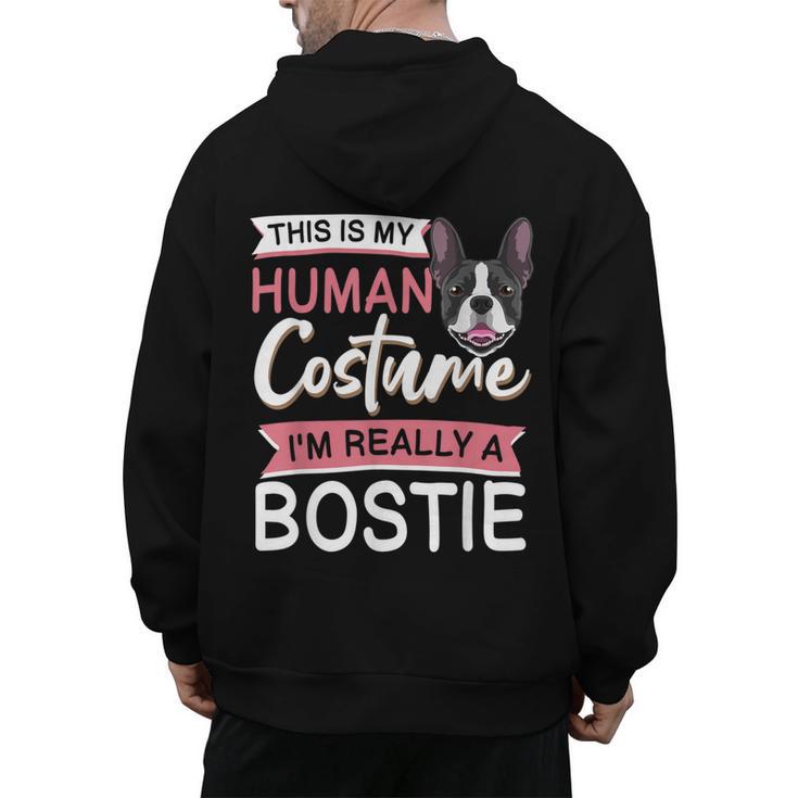 Boston Terrier Dog Bostie Halloween Costume Dog For Kids Men's Hoodie Back Print