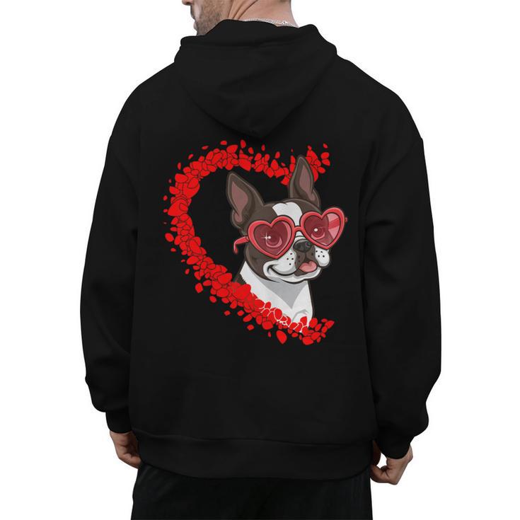 Boston Terrier Dog Mom Dad Valentine’s Day Pet Lover  For Men Women Kids Men's Hoodie Back Print