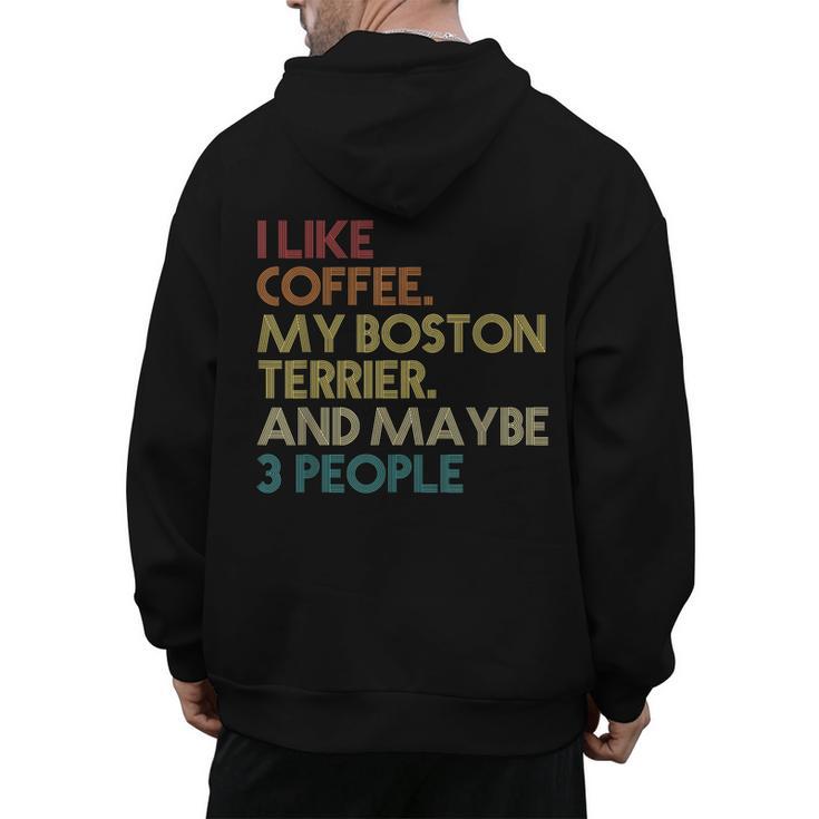 Boston Terrier Dog Owner Coffee Lovers Quote Vintage Retro For Men Women Men's Hoodie Back Print