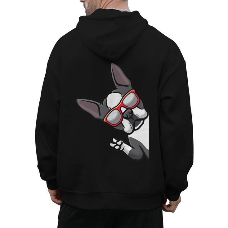 Boston Terrier Dog From Side Boston Bull Men's Hoodie Back Print