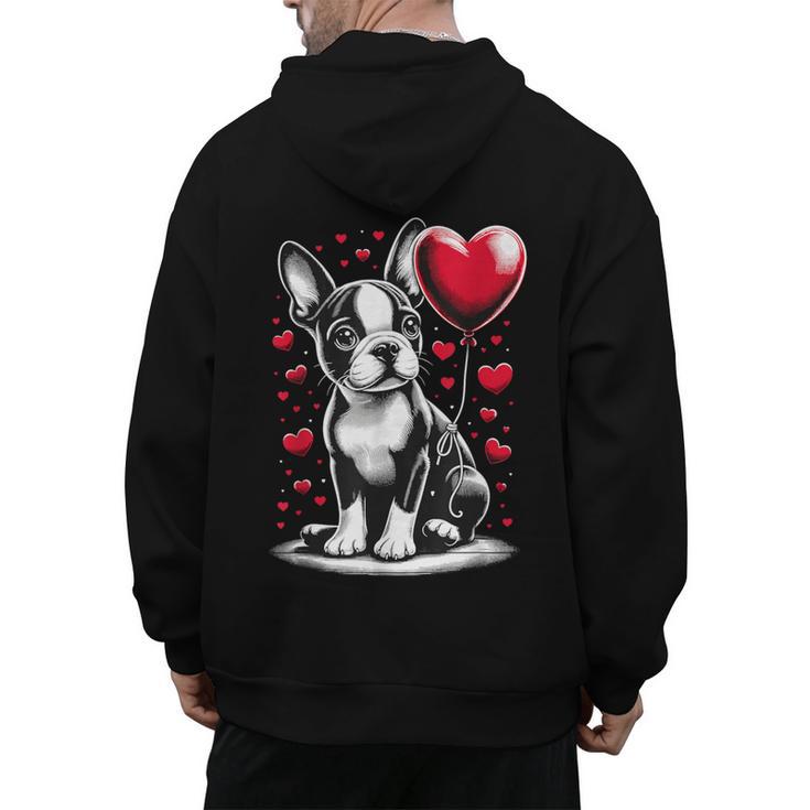 Boston Terrier Dog Valentine's Day Dog Owner Men's Hoodie Back Print