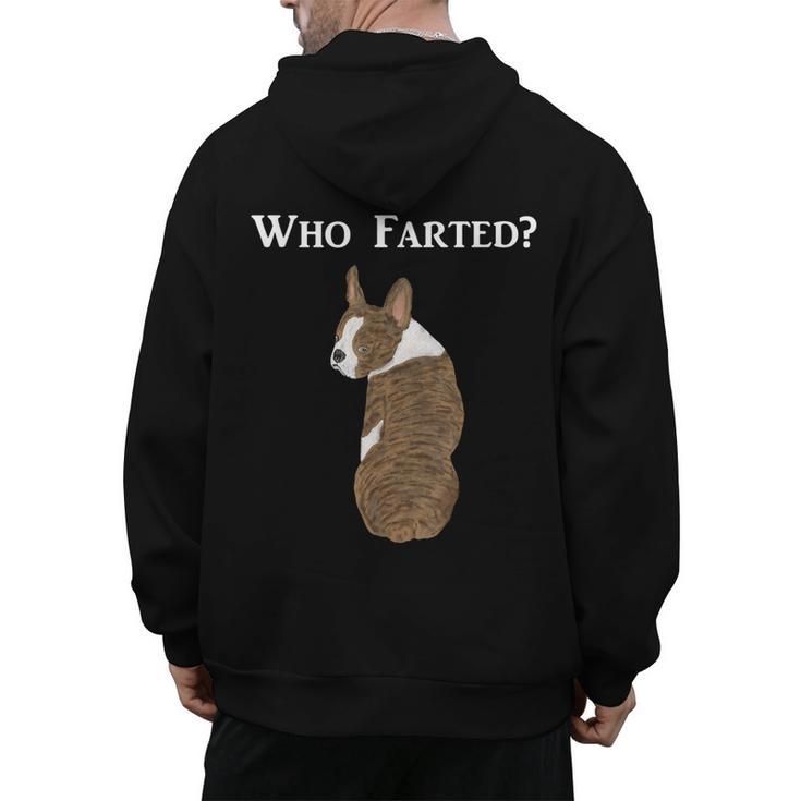 Boston Terrier Who Farted Men's Hoodie Back Print