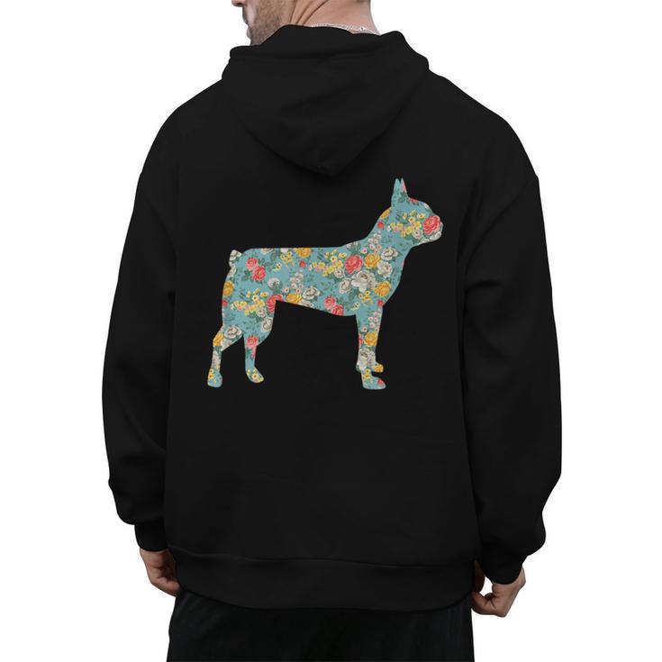 Boston Terrier Flower Silhouette Floral Dog Men Women Girls Kids Men's Hoodie Back Print