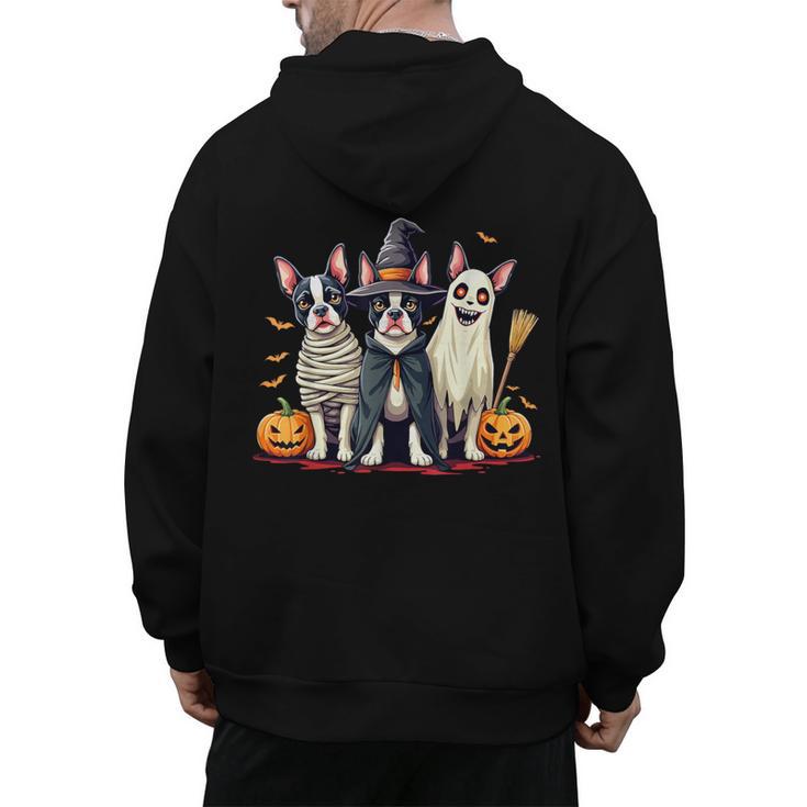 Boston Terrier Halloween Costume Mummy Witch Ghost Dog Lover For Men Women Kids Men's Hoodie Back Print