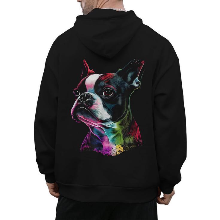 Boston Terrier Lovers Colorful Pop Art Boston Terrier Men's Hoodie Back Print