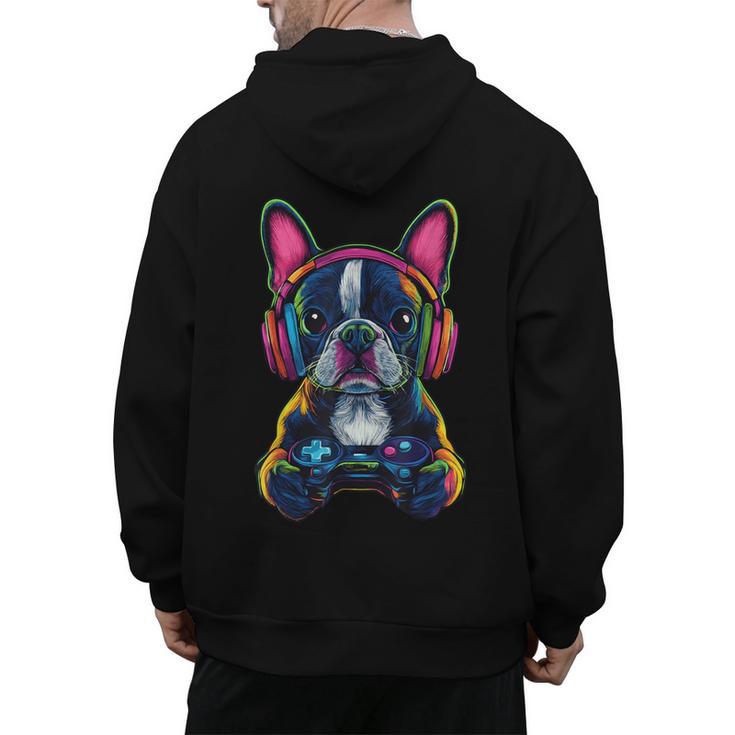 Boston Terrier Lovers Gaming Headphones Boston Terrier Men's Hoodie Back Print