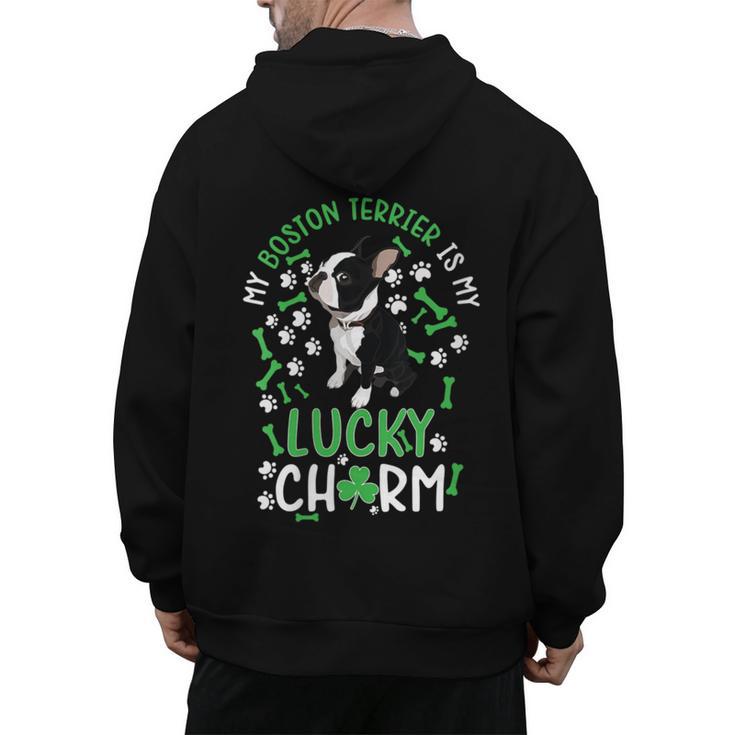 My Boston Terrier Is My Lucky Charm Paw Dog St Patrick's Day Men's Hoodie Back Print