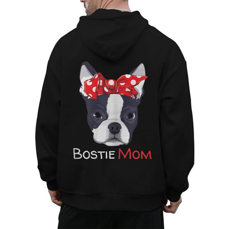 Boston Terrier Mom Bostie Women Girls Men's Hoodie Back Print