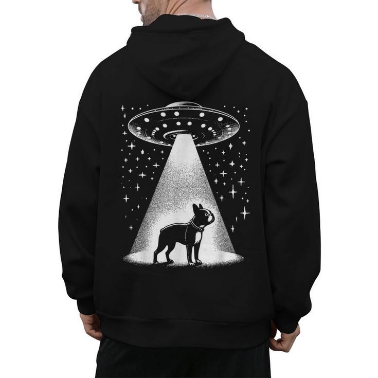 Boston Terrier Mom Dad Dog Alien UFO For Men Women Men's Hoodie Back Print