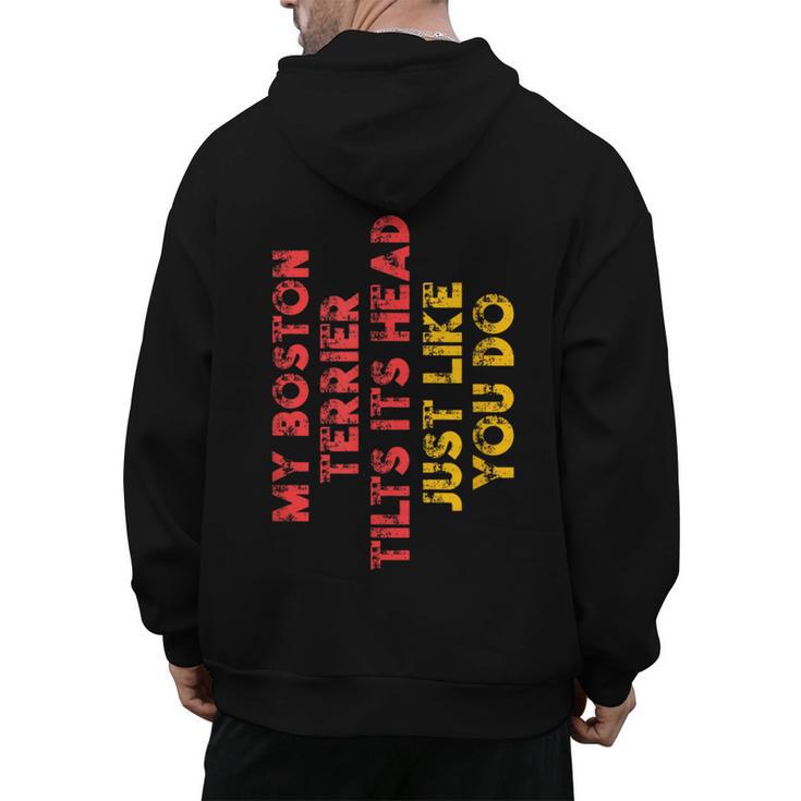 Boston Terrier Mom Dad Dog Lover Owner Women Men Men's Hoodie Back Print