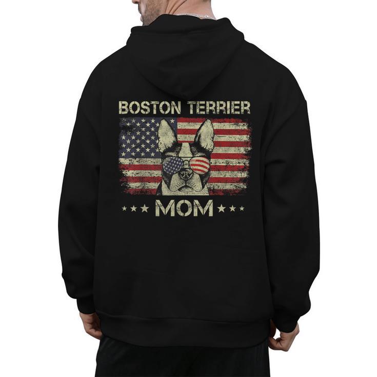 Boston Terrier Mom Dog Lovers American Flag 4th Of July Men's Hoodie Back Print