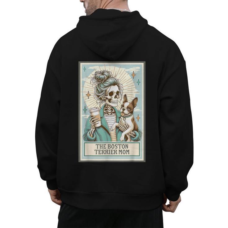 Boston Terrier Mom Skeleton Tarot Card Witch Vibes Dog Mom Men's Hoodie Back Print