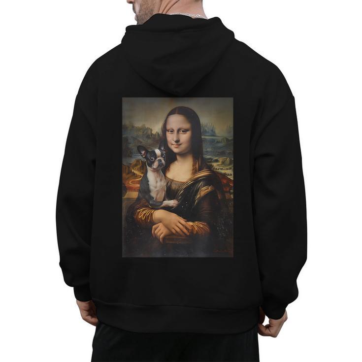 Boston Terrier Mona Lisa Painting Art Dog Mom Dad For Men Women Kids Men's Hoodie Back Print